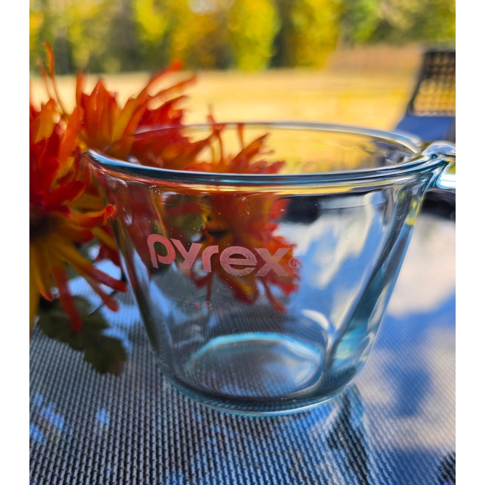 Vintage Aqua Tint Pyrex 1 Cup Measuring Cup Open Handle Faded